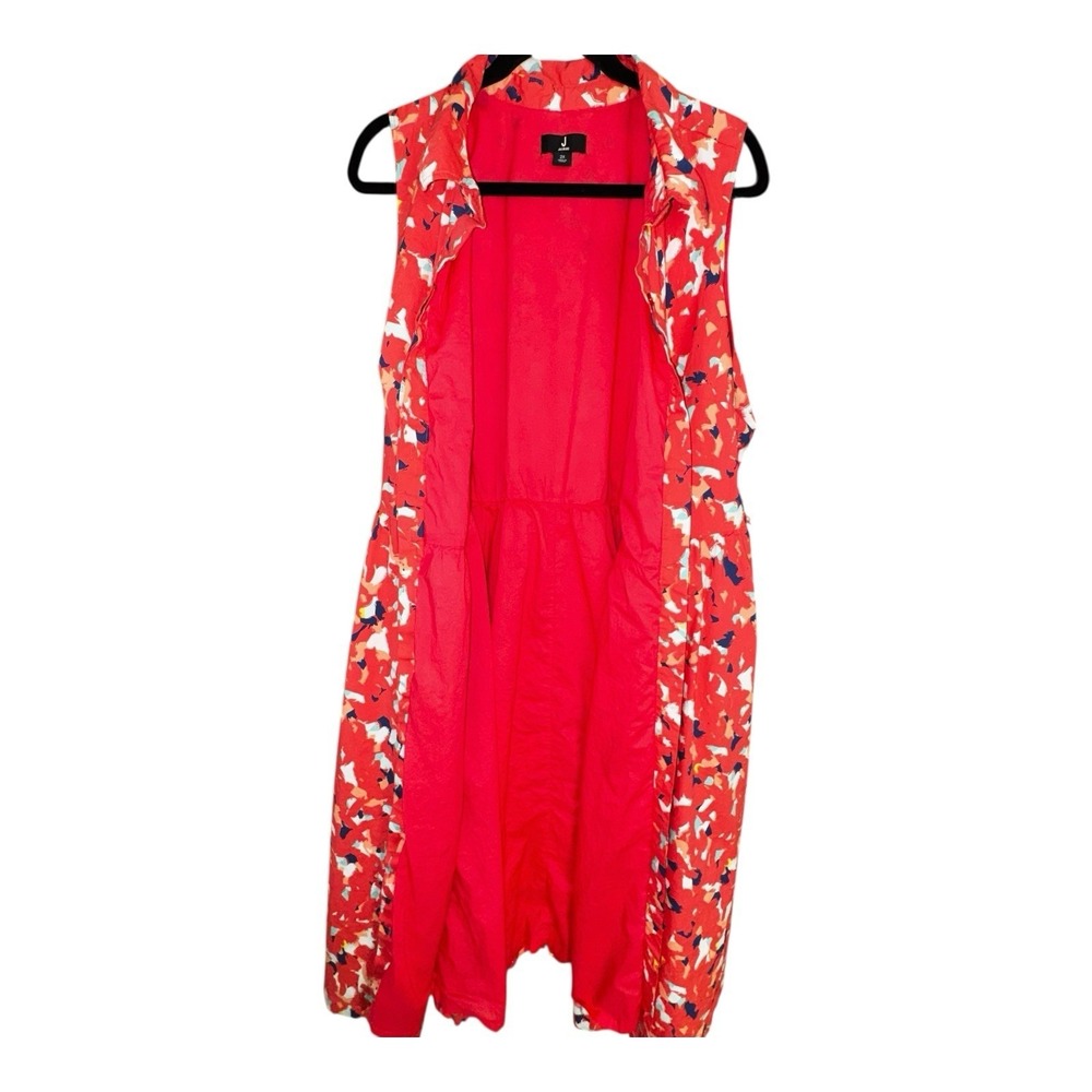 J Jason Wu Pink Colorful Boho Cotton Lined Button Down Pockets Midi Dress Sz 2X - Picture 2 of 10